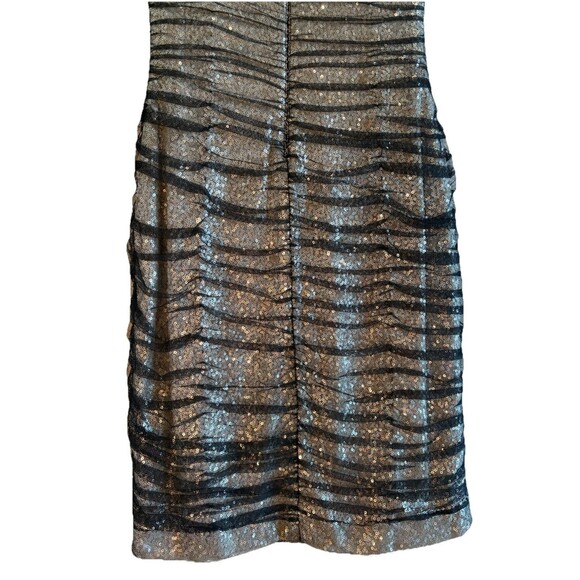 Ralph Lauren‎ Black Gray Sequined Mesh Ruched Sheath Cocktail Party Dress Size 8 - Picture 10 of 13